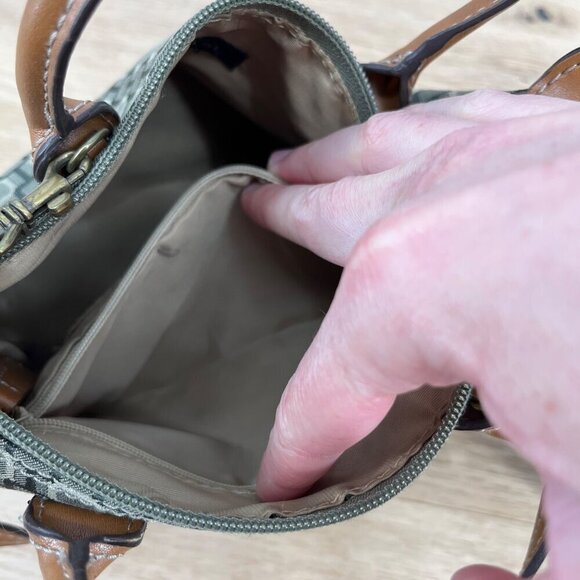 Nine West VTG Mini Purse Bag Brown Gray 90s Y2K Shoulder Strap Double Handle - Picture 8 of 14